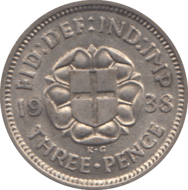 1938 THREEPENCE ( UNC ) - threepence - Cambridgeshire Coins