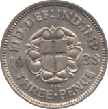 1938 THREEPENCE ( UNC ) - threepence - Cambridgeshire Coins