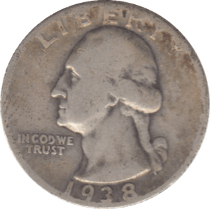 1938 USA SILVER 1/4 DOLLAR - SILVER WORLD COINS - Cambridgeshire Coins