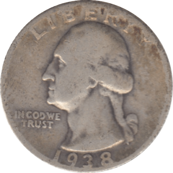 1938 USA SILVER 1/4 DOLLAR - SILVER WORLD COINS - Cambridgeshire Coins