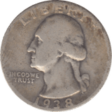 1938 USA SILVER 1/4 DOLLAR - SILVER WORLD COINS - Cambridgeshire Coins