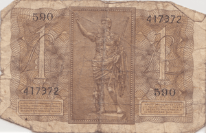 1939 1 LIRA REGNO D'ITALIA ITALIAN BANKNOTE REF 175 - World Banknotes - Cambridgeshire Coins