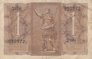 1939 1 LIRA REGNO D'ITALIA ITALIAN BANKNOTE REF 191 - World Banknotes - Cambridgeshire Coins