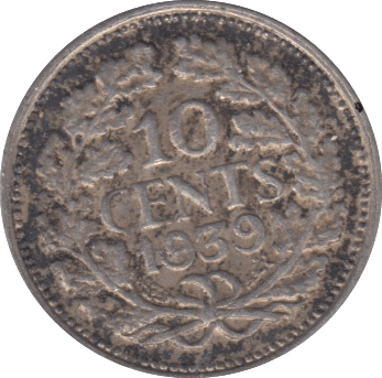 1939 10 CENTS NETHERLANDS SILVER - WORLD COINS - Cambridgeshire Coins