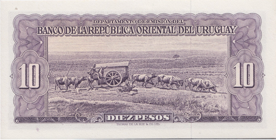 1939 10 PESO BANKNOTE URUGUAY REF 995 - World Banknotes - Cambridgeshire Coins