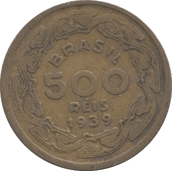 1939 500 REIS BRASIL - WORLD COINS - Cambridgeshire Coins