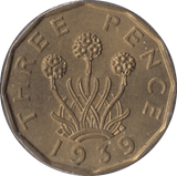 1939 BRASS THREEPENCE ( BU ) - Threepence - Cambridgeshire Coins