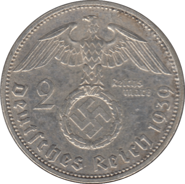 1939 GERMANY SILVER 2 MARK - SILVER WORLD COINS - Cambridgeshire Coins