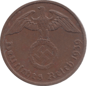 1939 GERMANY TWO PFENNIG - WORLD COINS - Cambridgeshire Coins