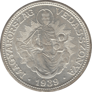 1939 HUNGARY SILVER 2 PENGO - SILVER WORLD COINS - Cambridgeshire Coins