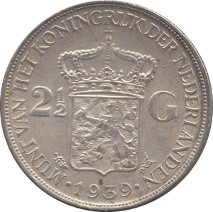 1939 NETHERLANDS 2 1/2 GULDEN - WORLD COINS - Cambridgeshire Coins
