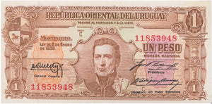 1939 ONE PESO BANKNOTE URUGUAY REF 996 - World Banknotes - Cambridgeshire Coins