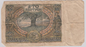 1939 POLISH 100 ŹLOTY BANKNOTE REF 1406 - World Banknotes - Cambridgeshire Coins