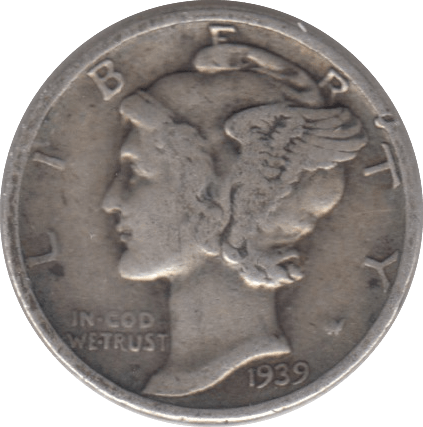 1939 SILVER 1 DIME USA - SILVER WORLD COINS - Cambridgeshire Coins