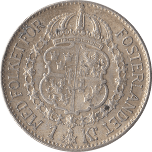 1939 SILVER 1 KRONA SWEDEN - SILVER WORLD COINS - Cambridgeshire Coins