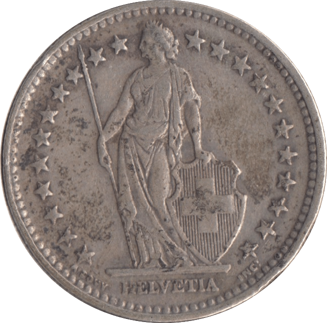 1939 SILVER 2 FRANCS SWITZERLAND - SILVER WORLD COINS - Cambridgeshire Coins