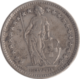 1939 SILVER 2 FRANCS SWITZERLAND - SILVER WORLD COINS - Cambridgeshire Coins