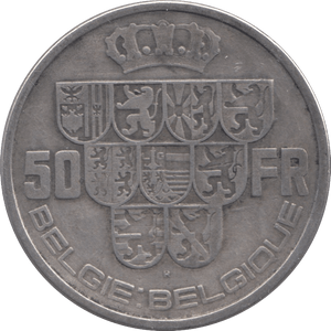 1939 SILVER 50 FRANCS BELGIUM - SILVER WORLD COINS - Cambridgeshire Coins