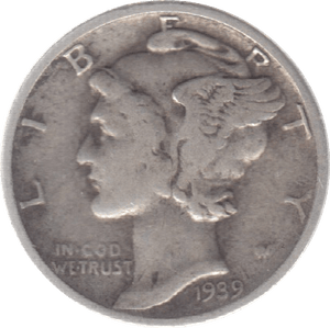 1939 SILVER DIME USA - SILVER WORLD COINS - Cambridgeshire Coins