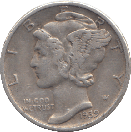 1939 SILVER DIME USA - WORLD COINS - Cambridgeshire Coins