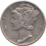 1939 SILVER DIME USA - WORLD COINS - Cambridgeshire Coins