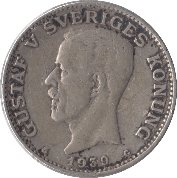 1939 SWEDEN SILVER 1 KRONOR - SILVER WORLD COINS - Cambridgeshire Coins