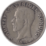 1939 SWEDEN SILVER 1 KRONOR - SILVER WORLD COINS - Cambridgeshire Coins