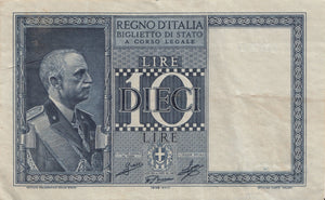 1939-XVIII 10 LIRE ITALY REF 1206 - World Banknotes - Cambridgeshire Coins