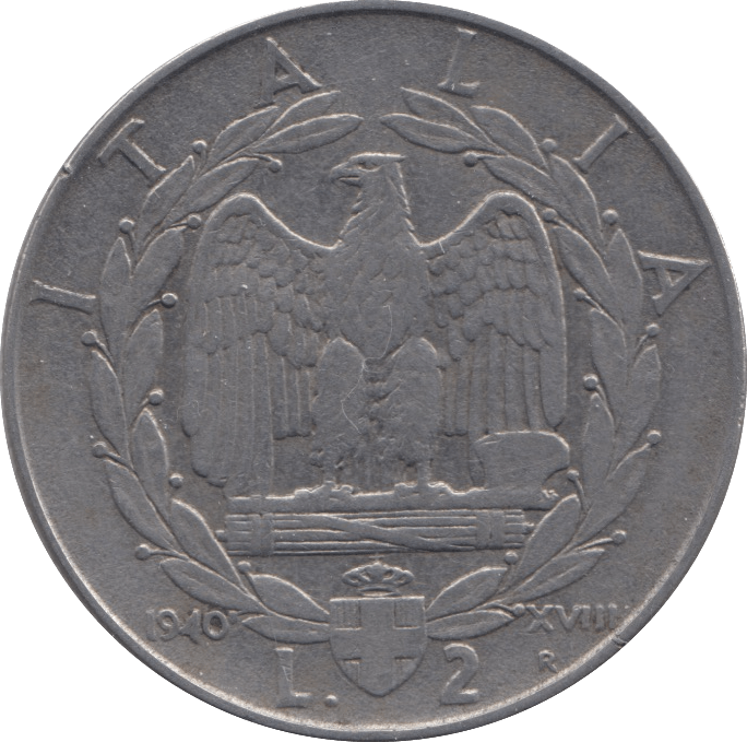 1940 2 LIRE ITALY - WORLD COINS - Cambridgeshire Coins