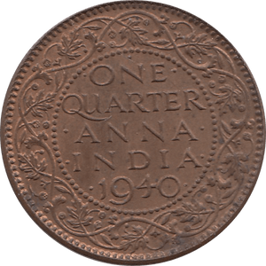 1940 QUARTER ANNA GEORGE VI INDIA REF 88 - WORLD COINS - Cambridgeshire Coins