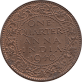 1940 QUARTER ANNA GEORGE VI INDIA REF 88 - WORLD COINS - Cambridgeshire Coins
