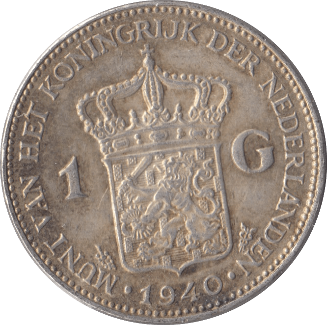 1940 SILVER 1 GUILDER NETHERLANDS - SILVER WORLD COINS - Cambridgeshire Coins