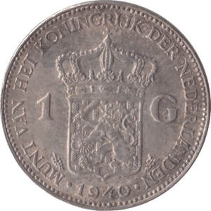 1940 SILVER 1 GUILDER NETHERLANDS - SILVER WORLD COINS - Cambridgeshire Coins