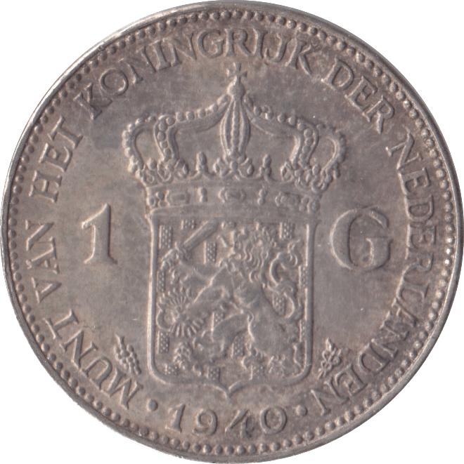1940 SILVER 1 GUILDER NETHERLANDS - SILVER WORLD COINS - Cambridgeshire Coins