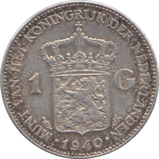1940 SILVER 1 GULDEN NETHERLANDS - SILVER WORLD COINS - Cambridgeshire Coins