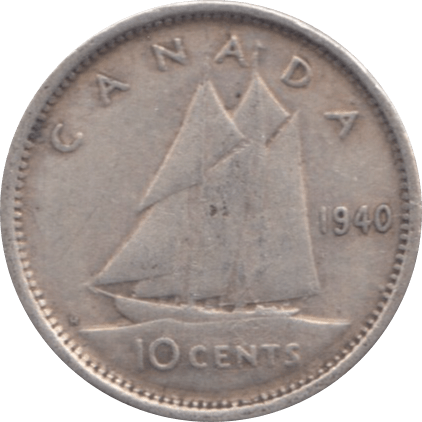 1940 SILVER 10 CENTS CANADA - SILVER WORLD COINS - Cambridgeshire Coins