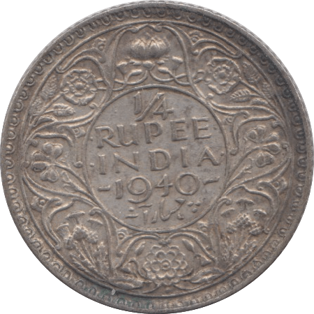 1940 SILVER 1/4 RUPEE INDIA - SILVER WORLD COINS - Cambridgeshire Coins