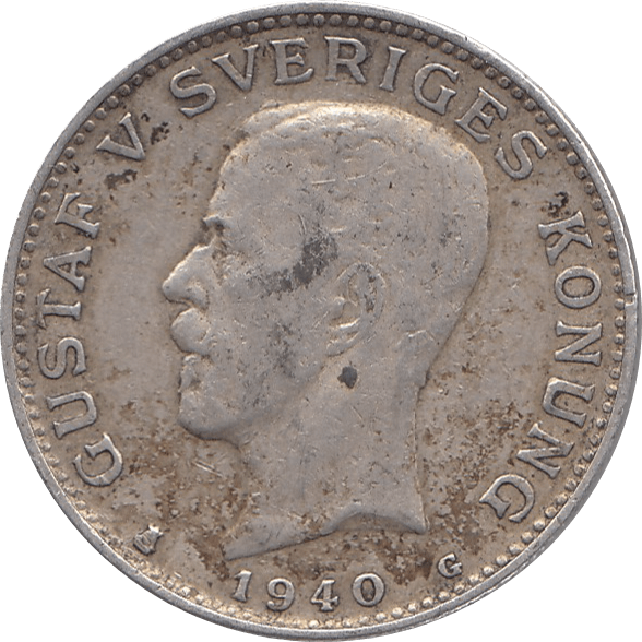 1940 SILVER KORONA SWEDEN REF H130 - SILVER WORLD COINS - Cambridgeshire Coins