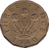 1940 THREEPENCE ( UNC ) BRASS - Threepence - Cambridgeshire Coins