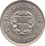 1940 THREEPENCE ( UNC ) - threepence - Cambridgeshire Coins