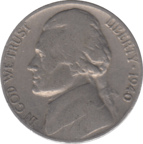 1940 USA FIVE CENTS - WORLD COINS - Cambridgeshire Coins