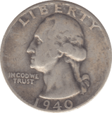1940 USA SILVER 1/4 DOLLAR - SILVER WORLD COINS - Cambridgeshire Coins