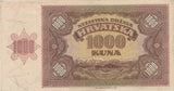 1941 1000 KUNA BANKNOTE NAZI STATE CROATIA REF 699 - World Banknotes - Cambridgeshire Coins