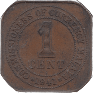 1941 MALAYA ONE CENT - WORLD COINS - Cambridgeshire Coins