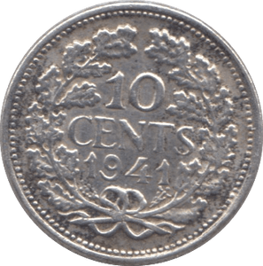 1941 NETHERLANDS 10 CENTS - WORLD COINS - Cambridgeshire Coins