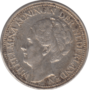 1941 NETHERLANDS SILVER 25 CENTS - WORLD SILVER COINS - Cambridgeshire Coins