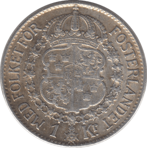 1941 SILVER 1 KRONA SWEDEN - SILVER WORLD COINS - Cambridgeshire Coins