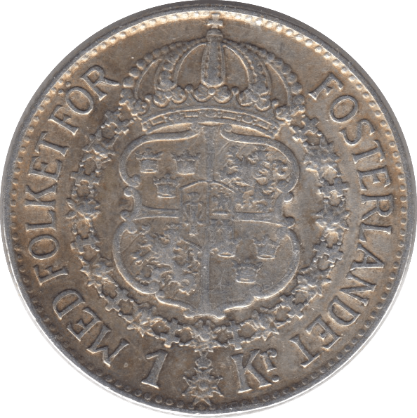 1941 SILVER 1 KRONA SWEDEN - SILVER WORLD COINS - Cambridgeshire Coins