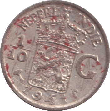 1941 SILVER 1/10 GUILDER NETHERLANDS EAST INDIES - SILVER WORLD COINS - Cambridgeshire Coins