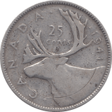 1941 SILVER 25 CENTS CANADA - SILVER WORLD COINS - Cambridgeshire Coins